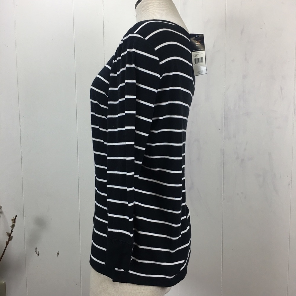 NWT Black w/ White Stripes American Living Top - Picture 6 of 7